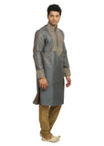 Smoke Grey Indian Wedding Kurta Pajama Sherwani for Men