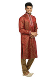 Tomato Red Indian Wedding Kurta Pajama Sherwani for Men