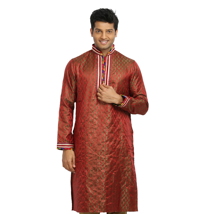 Tomato Red Indian Wedding Kurta Pajama Sherwani for Men