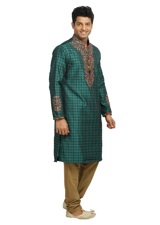 Teal Green Indian Wedding Kurta Pajama Sherwani for Men