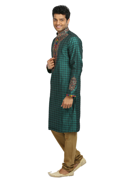 Teal Green Indian Wedding Kurta Pajama Sherwani for Men