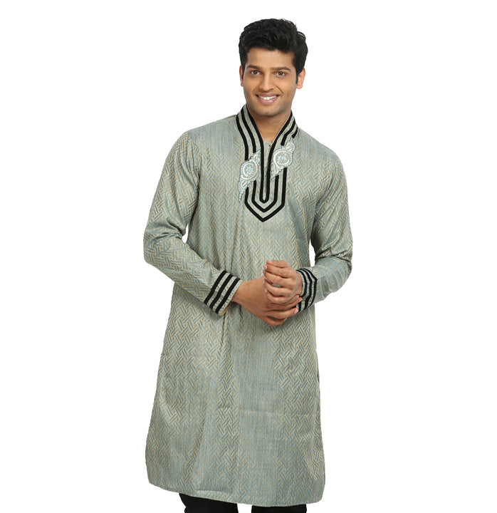 Silver Grey Indian Wedding Kurta Pajama Sherwani for Men