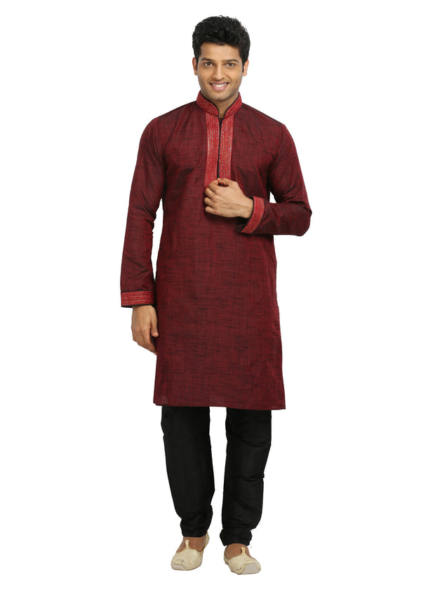 Groomsmen Maroon Kurta Pajama Set