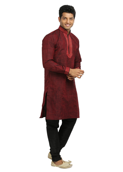 Maroon Indian Wedding Kurta Pajama Sherwani - Indian Ethnic Wear for Men