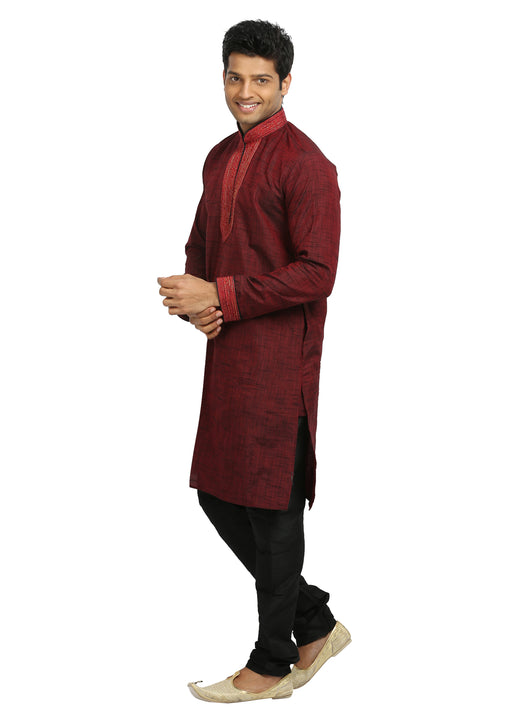 Maroon Indian Wedding Kurta Pajama Sherwani - Indian Ethnic Wear for Men