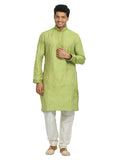 Light Green Cotton Linen Indian Wedding Kurta Pajama Sherwani - Indian Ethnic Wear for Men