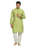 Light Green Cotton Linen Indian Wedding Kurta Pajama for Men