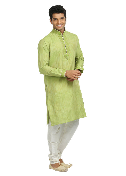 Light Green Cotton Linen Indian Wedding Kurta Pajama for Men