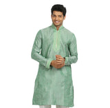 Aquamarine Cotton Linen Indian Wedding Kurta Pajama Sherwani - Indian Ethnic Wear for Men