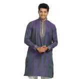 Medium Purple & Green Cotton Linen Indian Kurta Pajama for Men
