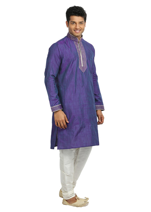 Purple Violet Cotton Linen Indian Kurta Pajama for Men