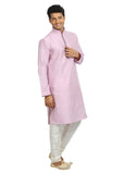 Light Pink Cotton Linen Indian Kurta Pajama Sherwani - Indian Ethnic Wear for Men