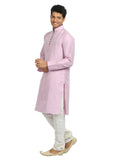 Light Pink Cotton Linen Indian Kurta Pajama Sherwani - Indian Ethnic Wear for Men