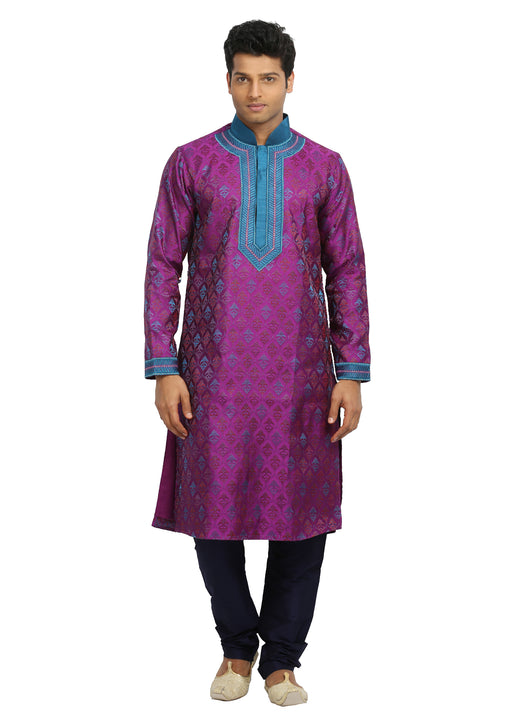 Magenta Indian Wedding Kurta Pajama Sherwani - Indian Ethnic Wear for Men