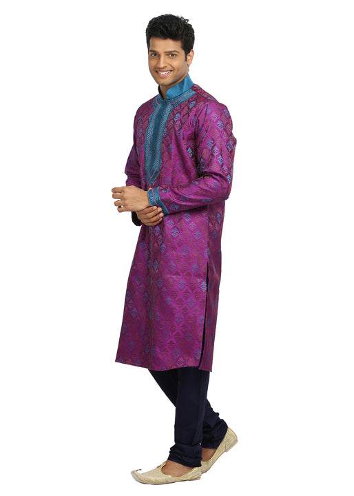 Magenta Indian Wedding Kurta Pajama Sherwani - Indian Ethnic Wear for Men