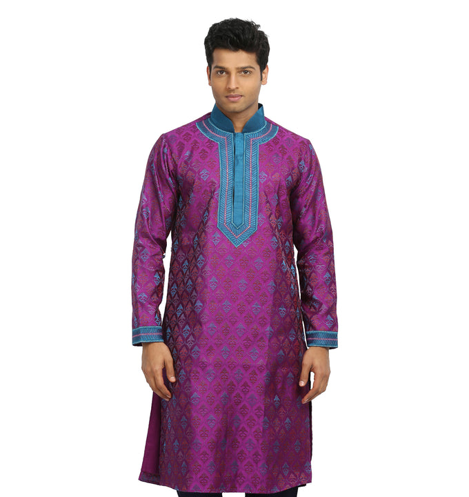 Magenta Indian Wedding Kurta Pajama Sherwani - Indian Ethnic Wear for Men