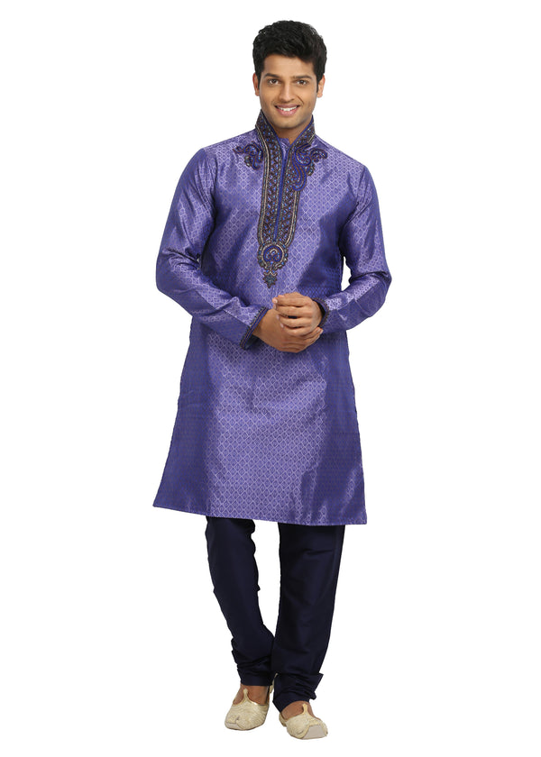 Dark Lavender Indian Wedding Kurta Pajama Sherwani - Indian Ethnic Wear for Men