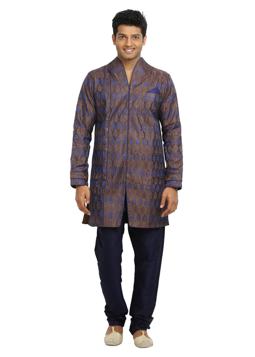 Chocolate Blue Trendy Indian Wedding Kurta Pajama for Men