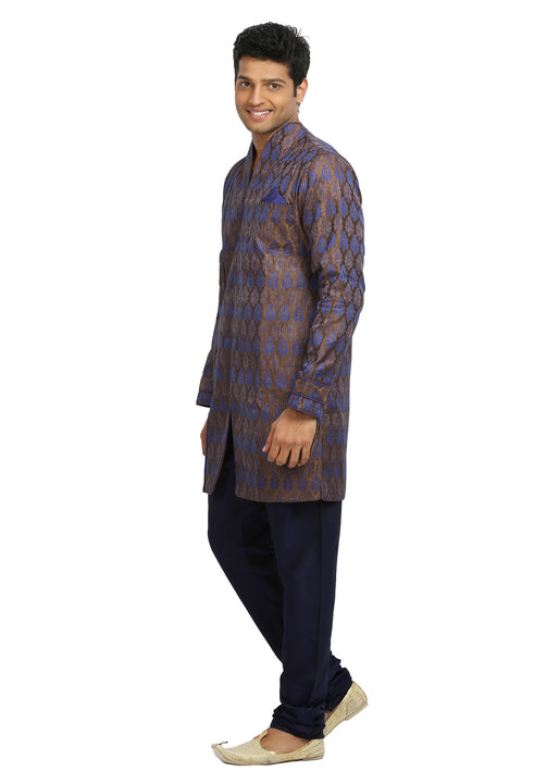 Chocolate Blue Trendy Indian Wedding Kurta Pajama for Men