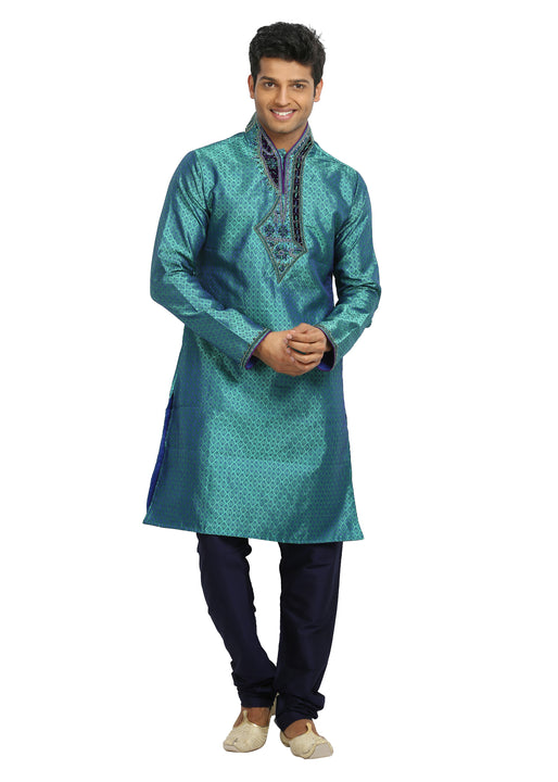 Turquoise Indian Wedding Kurta Pajama Sherwani - Indian Ethnic Wear for Men