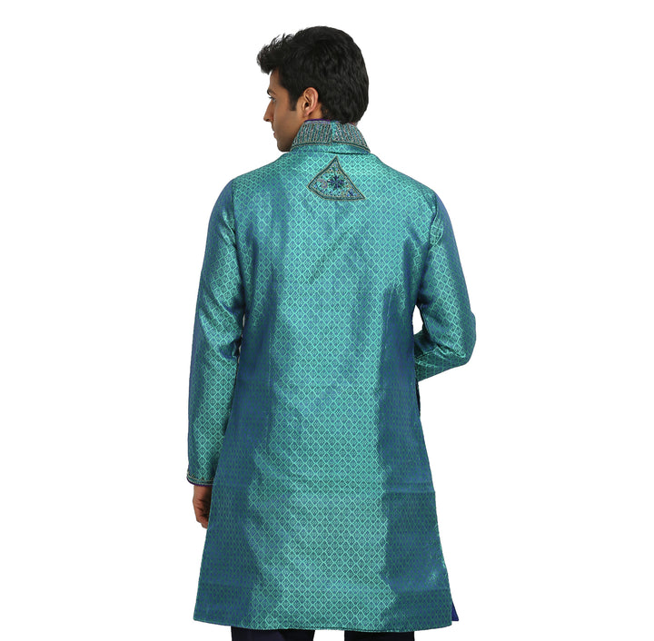 Turquoise Indian Wedding Kurta Pajama Sherwani - Indian Ethnic Wear for Men
