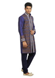Blue Violet Indian Wedding Kurta Pajama for Men