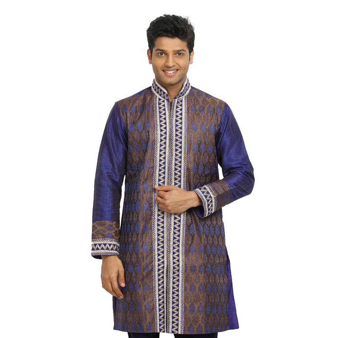 Blue Violet Indian Wedding Kurta Pajama Sherwani - Indian Ethnic Wear for Men