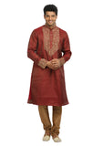 Rust Indian Wedding Kurta Pajama Sherwani - Indian Ethnic Wear for Men