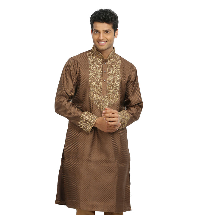 Sienna Coffee Indian Wedding Kurta Pajama for Men