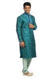 Electric Blue Indian Wedding Kurta Pajama Sherwani - Indian Ethnic Wear for Men