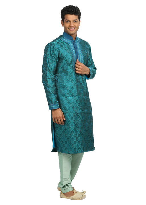 Electric Blue Indian Wedding Kurta Pajama for Men