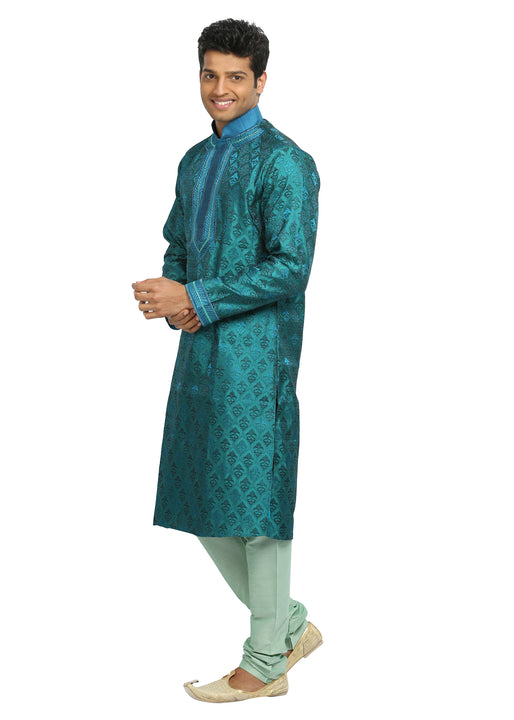 Electric Blue Indian Wedding Kurta Pajama Sherwani - Indian Ethnic Wear for Men