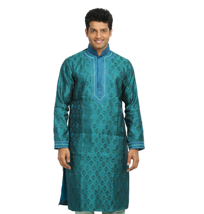 Electric Blue Indian Wedding Kurta Pajama for Men