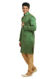 Green Pinstripes Indian Wedding Kurta Pajama for Men