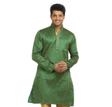 Green Pinstripes Indian Wedding Kurta Pajama Sherwani - Indian Ethnic Wear for Men