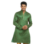Green Pinstripes Indian Wedding Kurta Pajama for Men