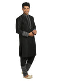 Black Indian Wedding Kurta Pajama Sherwani - Indian Ethnic Wear for Men