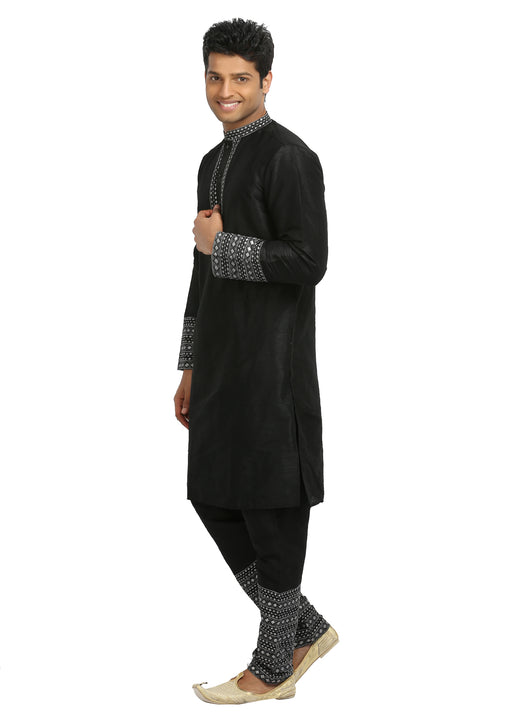 Black Indian Wedding Kurta Pajama Sherwani - Indian Ethnic Wear for Men