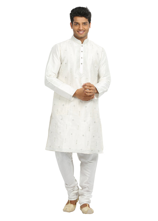 White Indian Wedding Kurta Pajama Sherwani - Indian Ethnic Wear for Men