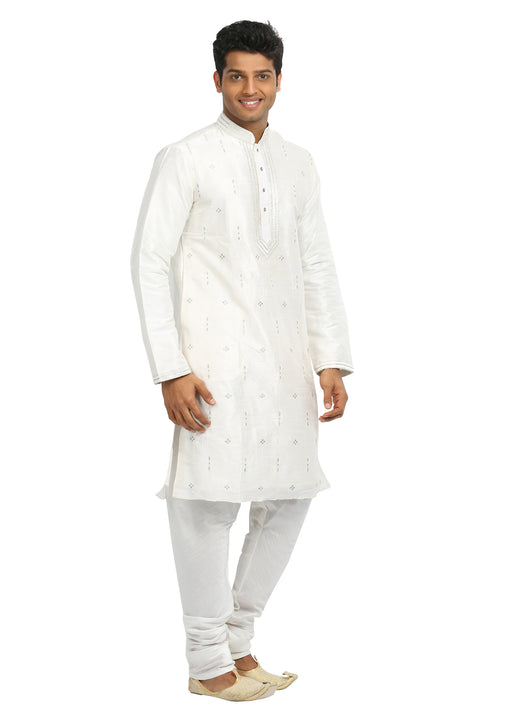 White Indian Wedding Kurta Pajama Sherwani - Indian Ethnic Wear for Men