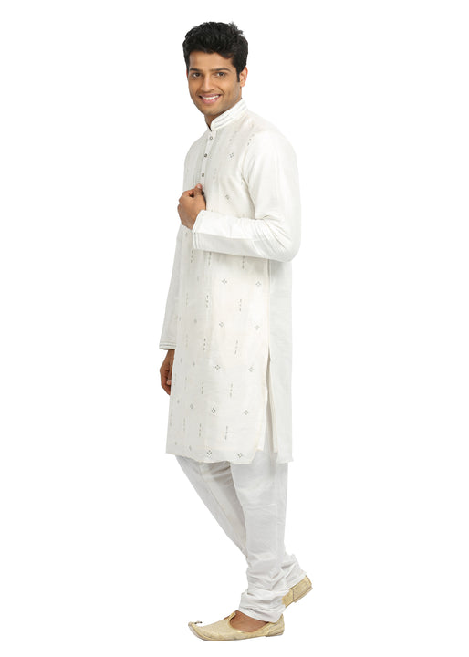 White Indian Wedding Kurta Pajama Sherwani - Indian Ethnic Wear for Men