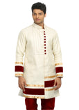Beige Indian Wedding Kurta Pajama Sherwani - Indian Ethnic Wear for Men