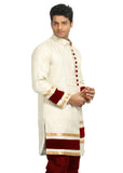 Beige Indian Wedding Kurta Pajama Sherwani - Indian Ethnic Wear for Men