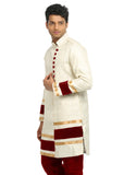 Beige Indian Wedding Kurta Pajama Sherwani - Indian Ethnic Wear for Men