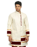 Beige Indian Wedding Kurta Pajama Sherwani - Indian Ethnic Wear for Men