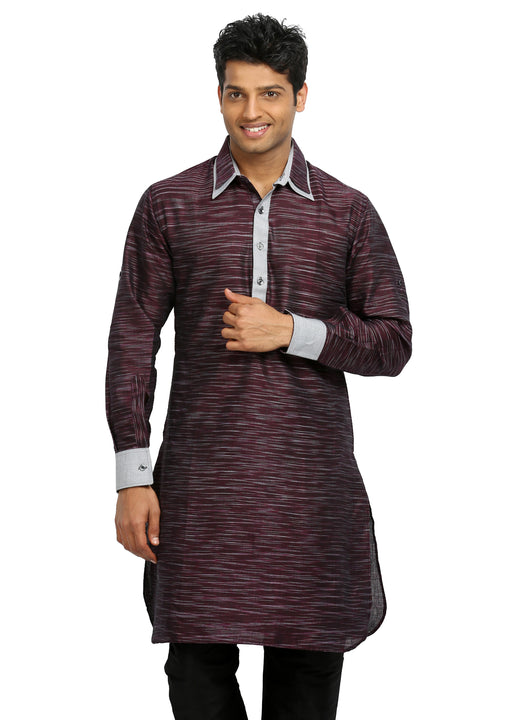 Berry Pathani Kurta Sherwani - Indian Ethnic Wear for Men