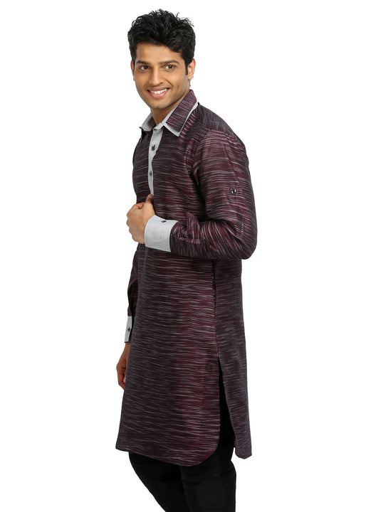 Berry Pathani Kurta Sherwani - Indian Ethnic Wear for Men