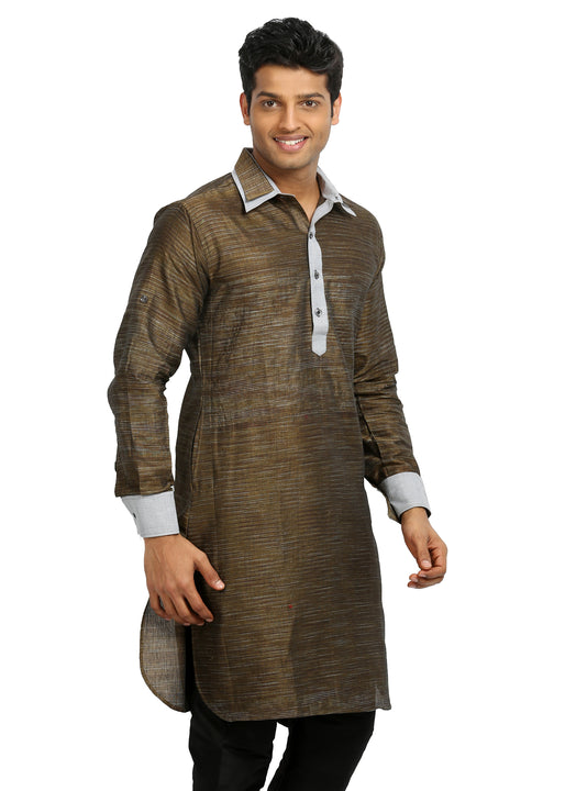 Dark Golden Rod Pathani Kurta for Men