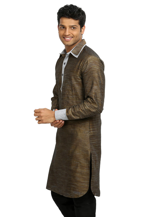 Dark Golden Rod Pathani Kurta for Men