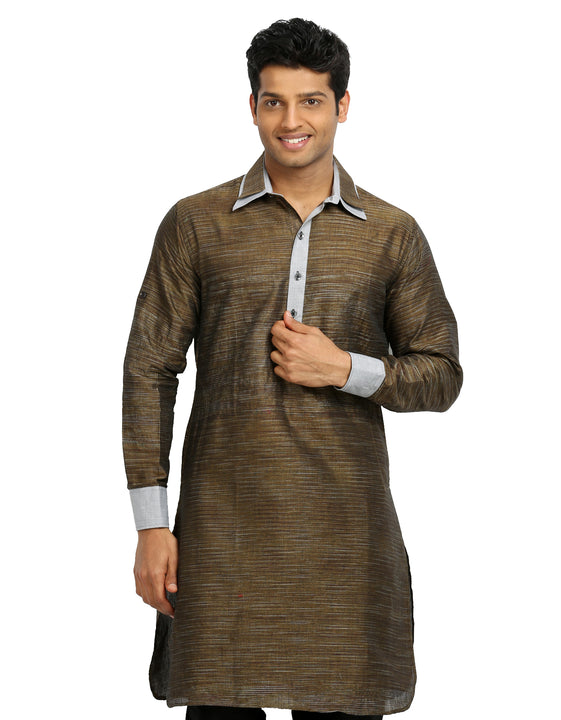 Dark Golden Rod Pathani Kurta for Men